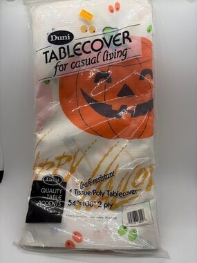 Duni Halloween Vintage NIP Pumpkin Tissue Ploy Tablecover